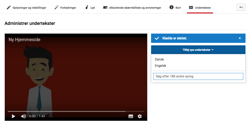 youtube brugerpanel hvor du vælger undertekster