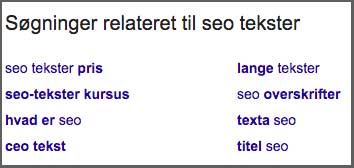 Lsi keywords fundet nederst i Googles søgeresultater