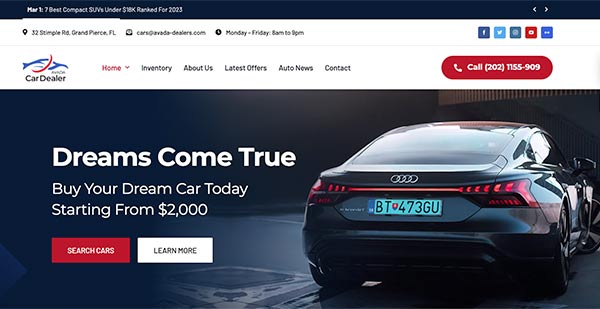 Hjemmeside skabelon til en bilforhandler