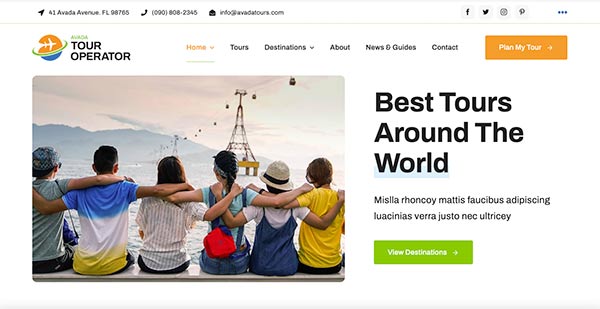Hjemmeside skabelon til et rejsebureau